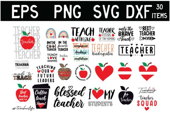 30Teacher SVG Bundle: Graphics for Crafts & Branding