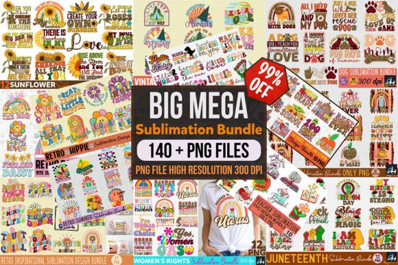 Big Mega Sublimation Bundle PNG: Graphics for Crafts & Content