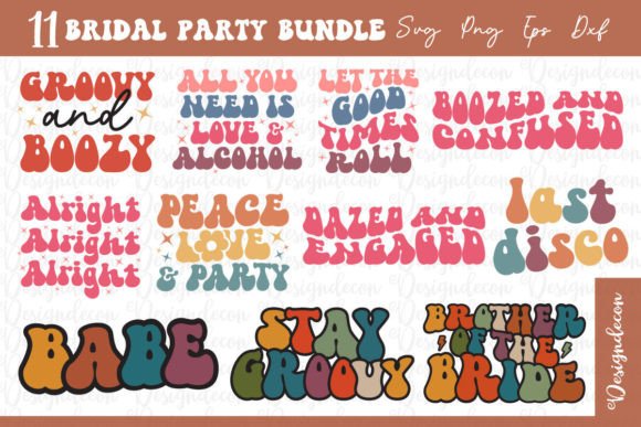 Retro Bridal Party Sublimation Bundle 2: Graphics for Crafts Brands
