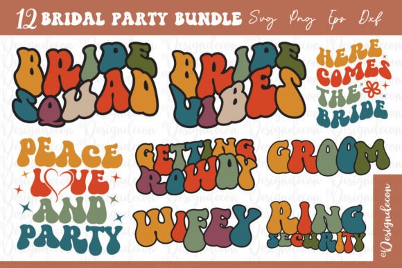 Retro Bridal Party Sublimation Bundle 3: Graphics for Crafts