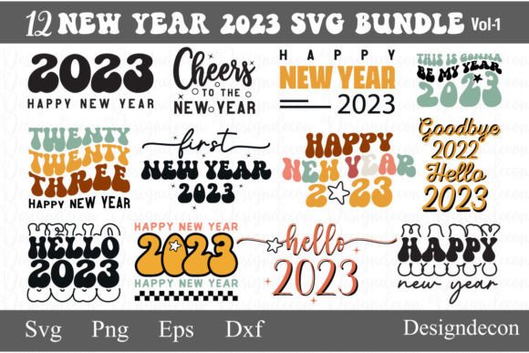 Retro New Year 2023 Sublimation Bundle